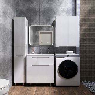 Пенал Style Line Марелла 30 Люкс Plus СС-00002419 с бельевой корзиной белый глянец